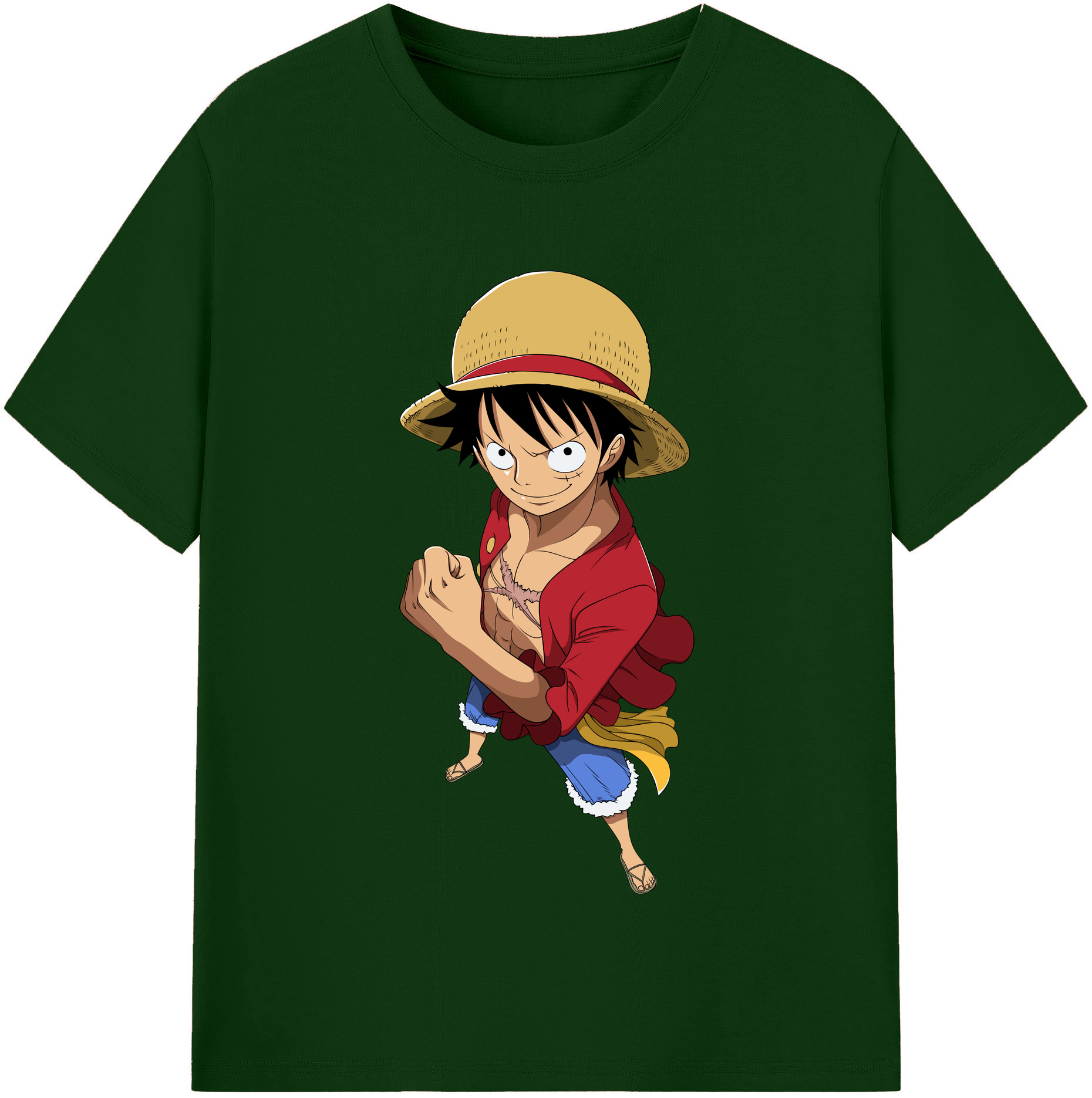 ワンピース モンキー・D・ルフィ ONE PIECE Monkey D. Luffy 綿100％半袖Tシャツ（フロントプリント）